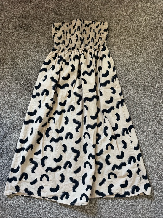 a new day Dresses & Skirts - a new day Beige and Black Smocked Strapless Maxi